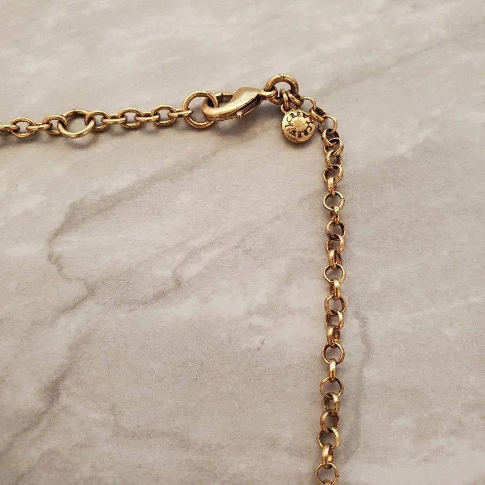 ✨ J.Crew Pave Rhinestone Crystal Blue Gold Coral Bohemian Necklace ✨